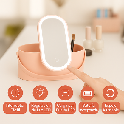 Estuche compacto con Espejo Ajustable y luz LED